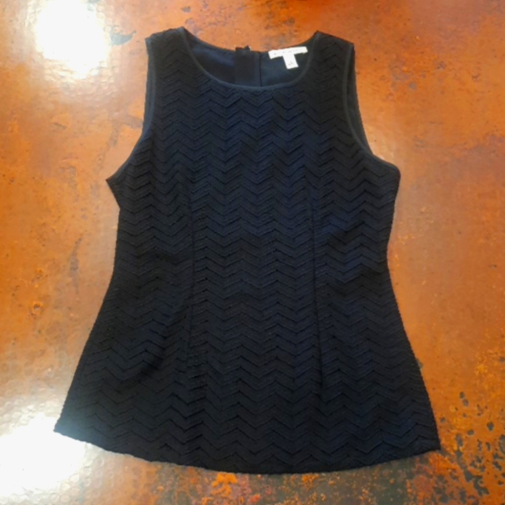 Banana Republic Black Herringbone Lace Shell Full Zip Back Lined Women's Size 4